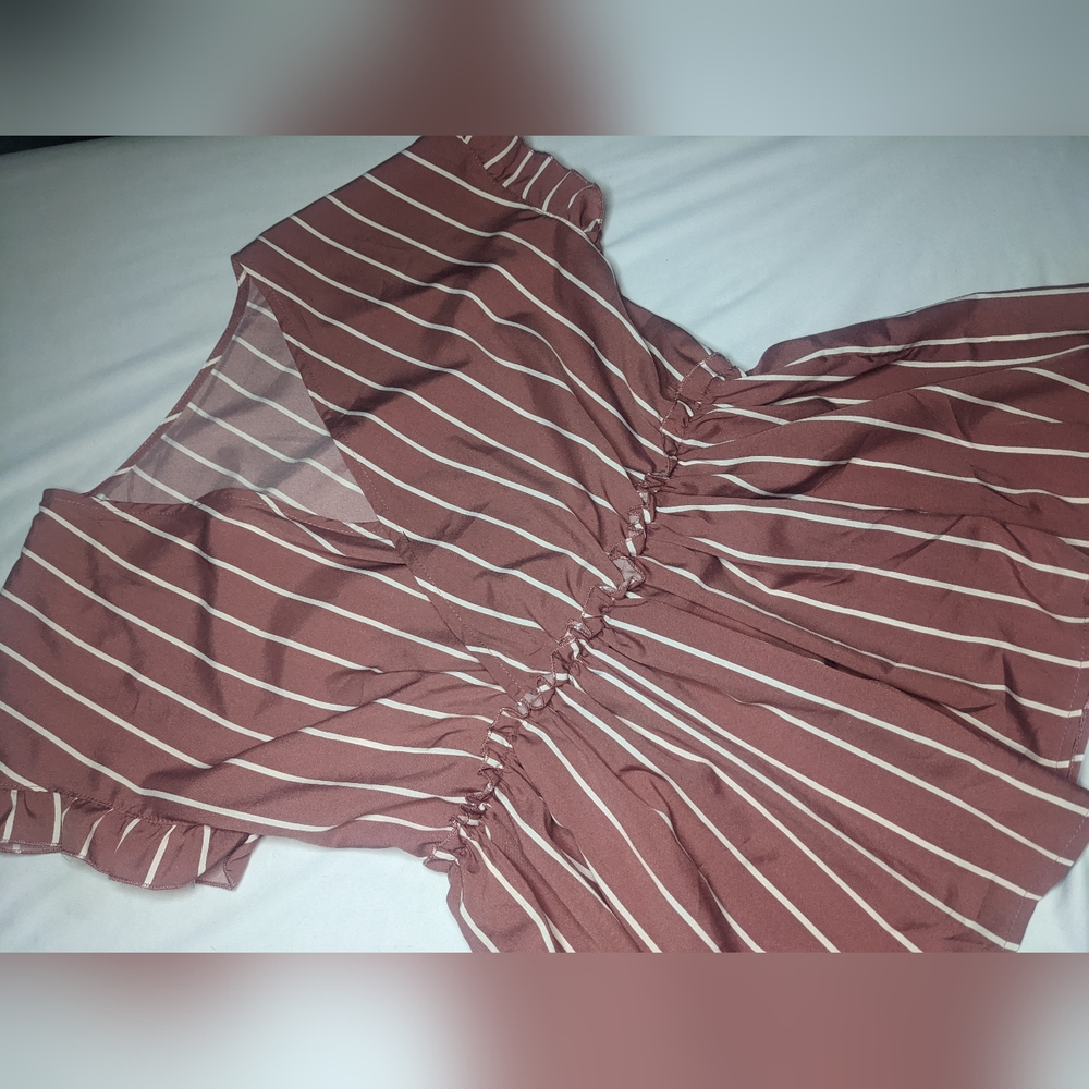 SHEIN salmon/ white striped top